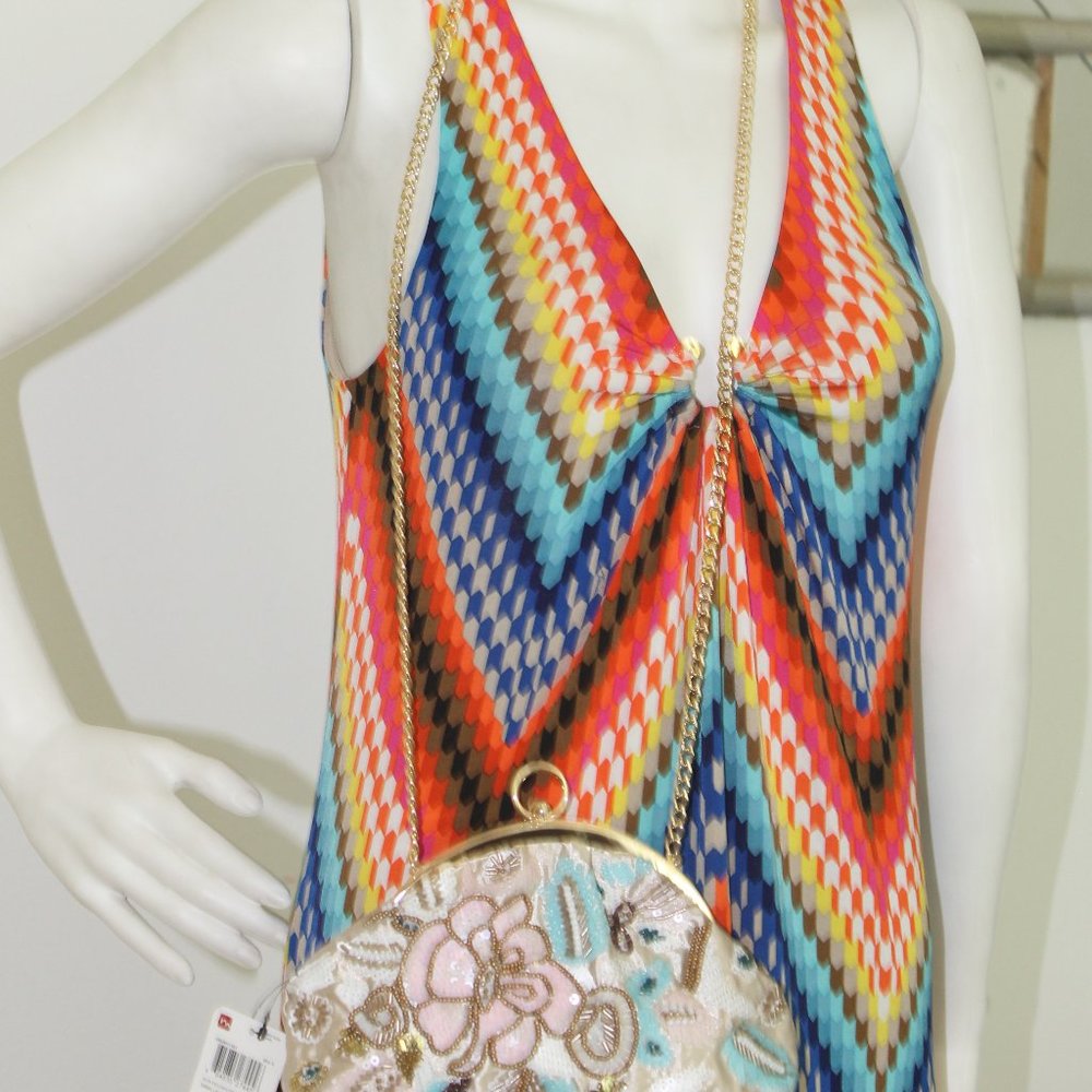 Trina Turk Maxi Dress Rayon Stretch Sleeveless Womens Size 2 Multicolored - Picture 7 of 16